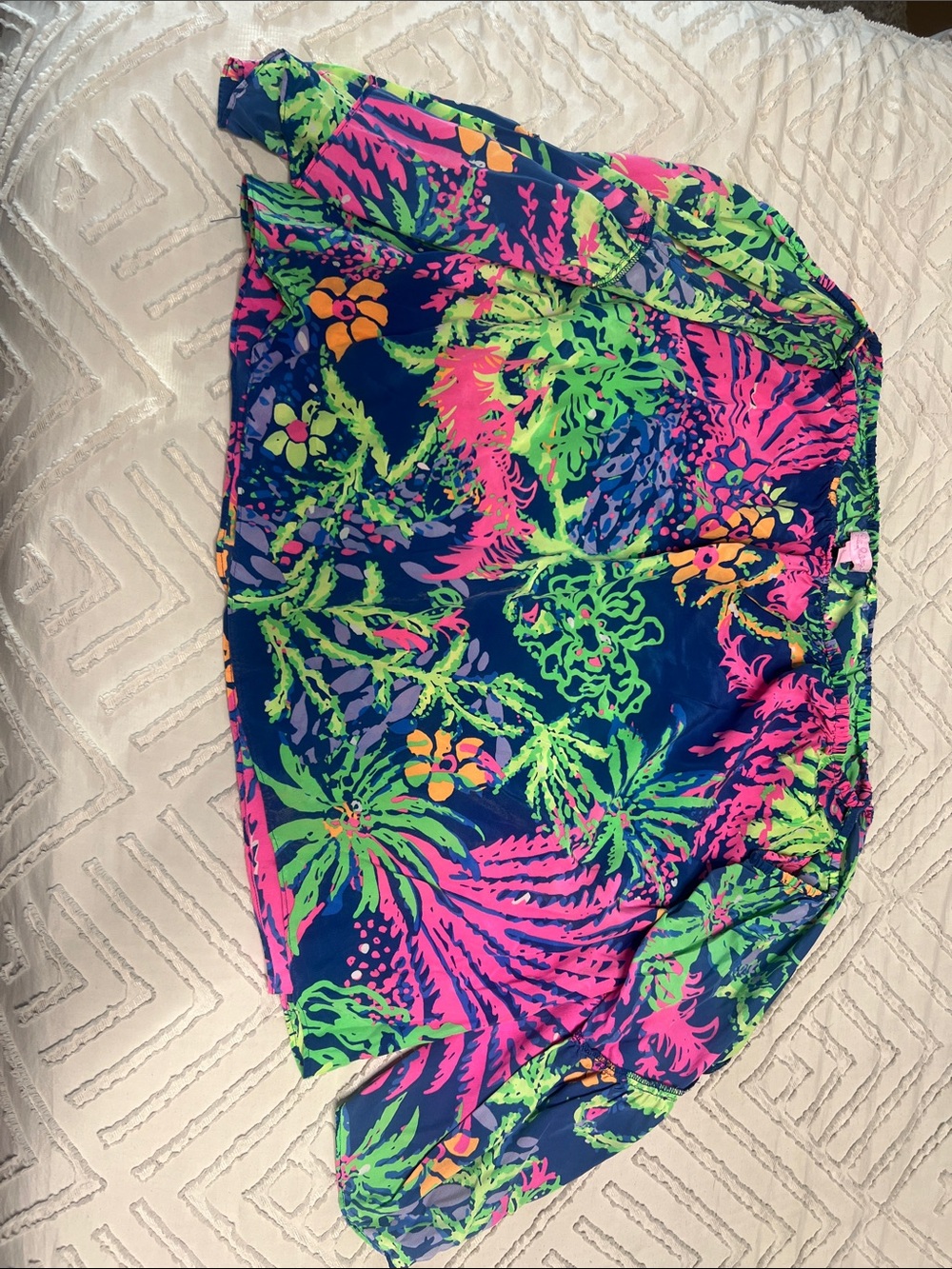 Lilly Pulitzer Neon off shoulder Cover-Up - Navy, Hot Pink & Lime